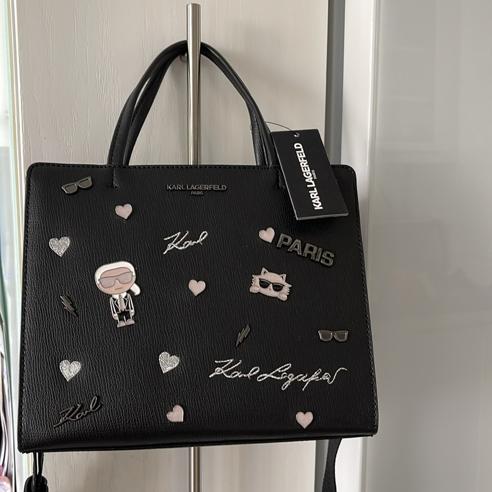 KARL LAGERFELD PARIS Maybelle Black Satchel NWT